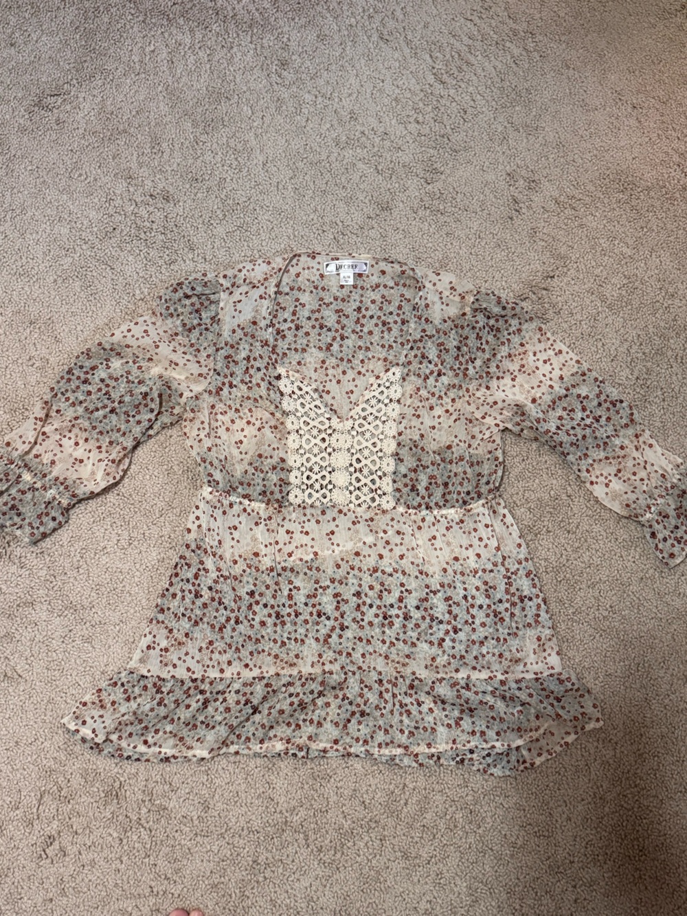Decree Cream Blouse with Rust Floral Print